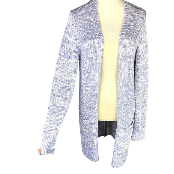 Worth Women's Lavender and White Open Front Knit Cardigan with Front Pockets - Picture 5 of 12